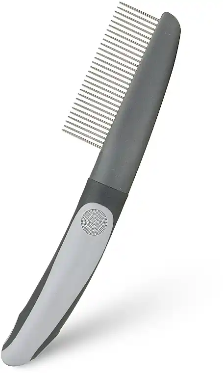 Pet grooming comb with handle, gray, 29 teeth, 5 x 22 cm - BarryKing