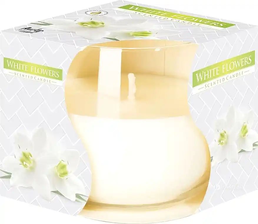 White Flowers Scented Candle in Glass - Bath and Body