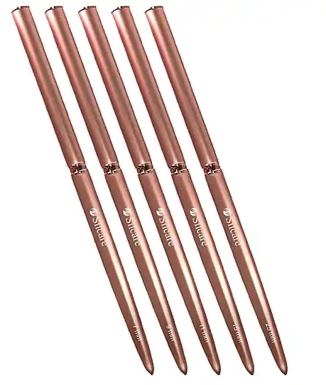 Set of nail art brushes, 7 mm, 9 mm, 11 mm, 15 mm, and 25 mm, gold - Accessories