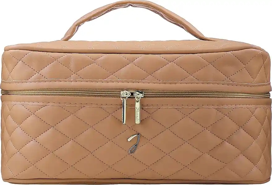 Quilted Makeup Bag, brown, small, A6152VT - Accessories