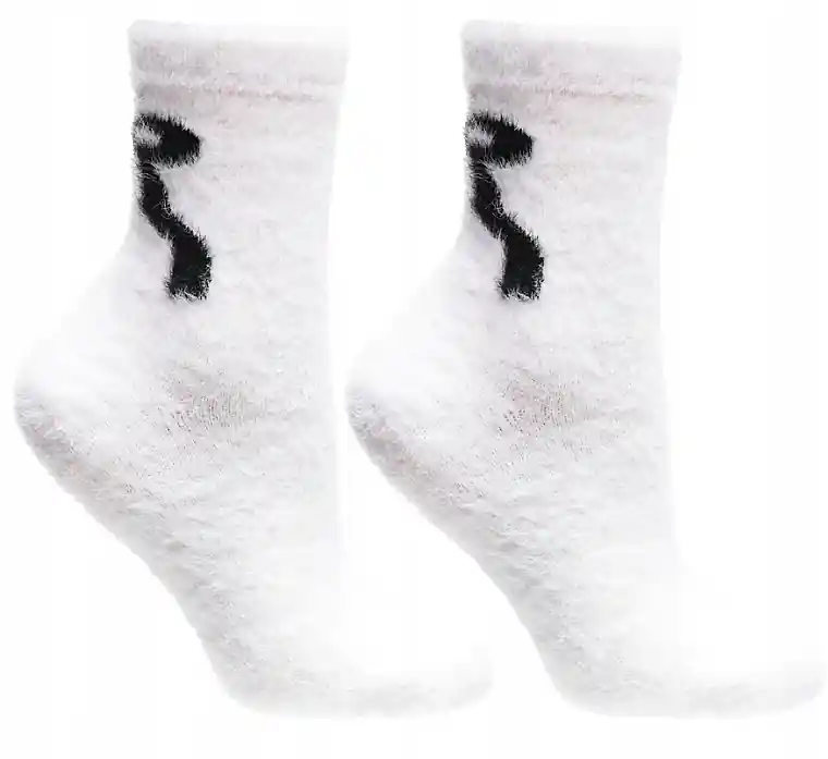 Long women's socks with fur, white and black - Clothes