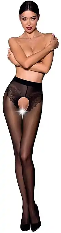 Erotic Tights with Hole 'Tiopen 006', 30 Den, nero - Clothes