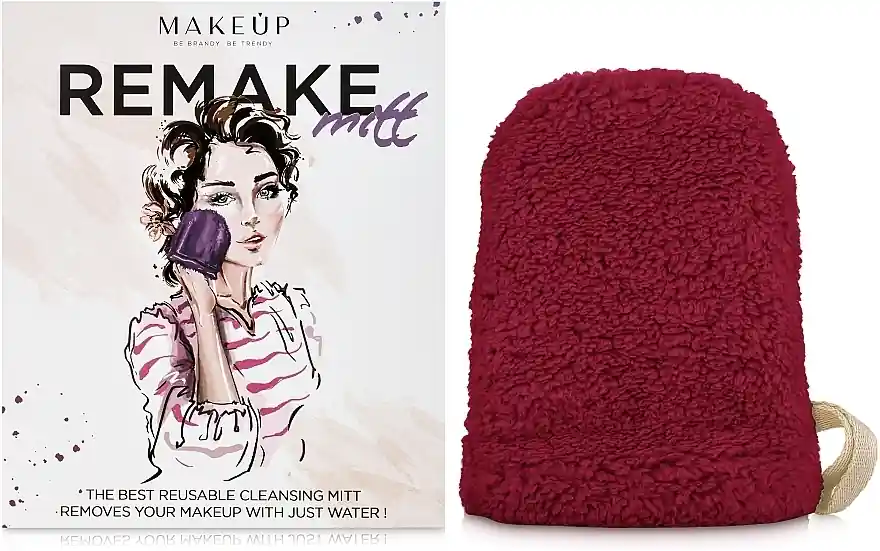 Makeup Remover Glove, burgundy "ReMake" - Accessories