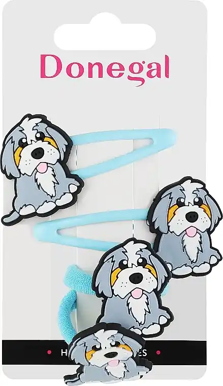 Set of hairpins and hairbands, FA-5663+1, blue with dogs