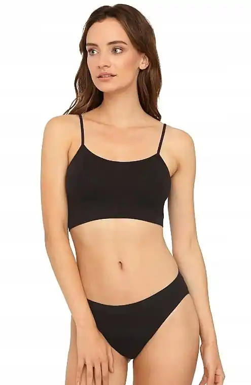 Seamless Technology Bra Top with Thin Straps, black - Clothes