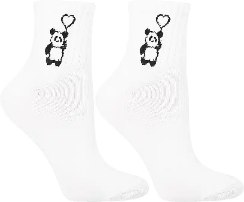 Women's socks 3/4, CSL200-949, white with panda and balloon