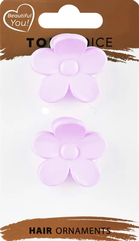 Hair Clips 'Flowers', 21442+1, 2 pcs, light purple flowers - Accessories