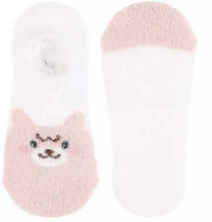 Women's Warm Ankle Socks, CDC350-540, White with Peach