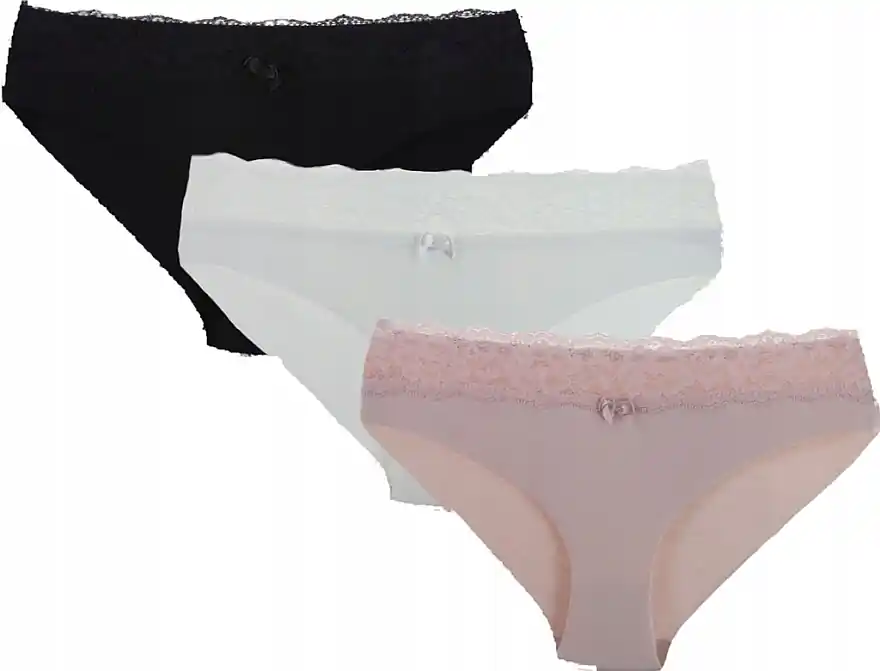 Cotton Panties with Lace Insert, black - Clothes
