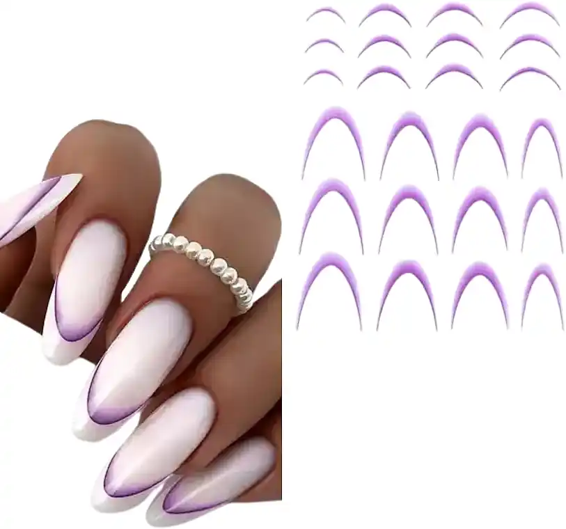 Self-Adhesive Nail Stickers 'French', purple