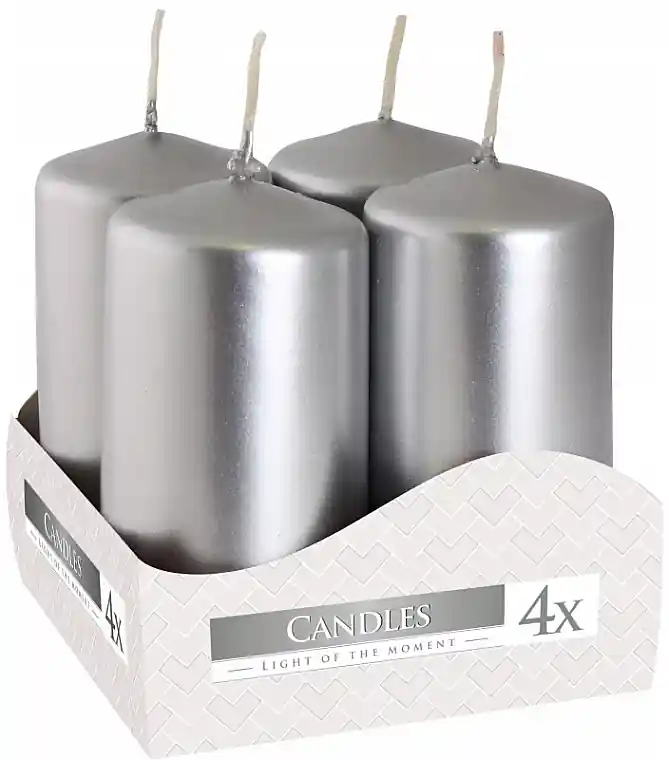 Votive Candle Set 40x80 mm, metallic grey, 4 pcs. - Accessories