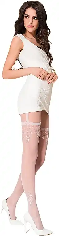 Imitating Stockings Tight with Garters, TI108, 20 Den, bianco - Clothes
