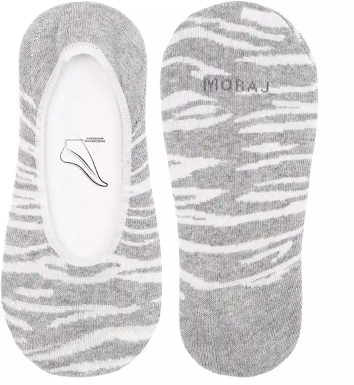 Women's footies, CDB200-005, gray with zebra pattern