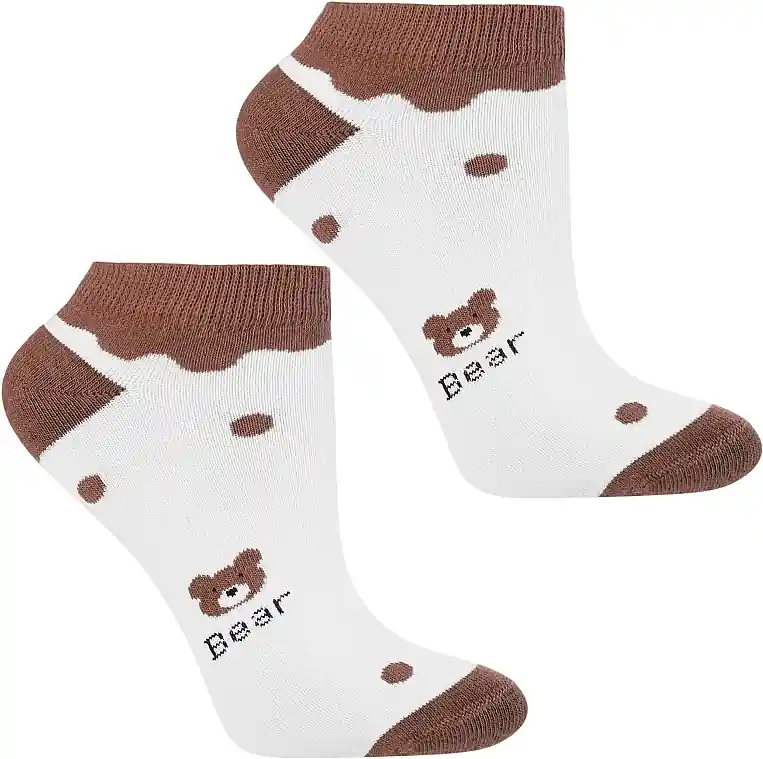 Women's Cotton Socks, CSD240-161, White and Brown