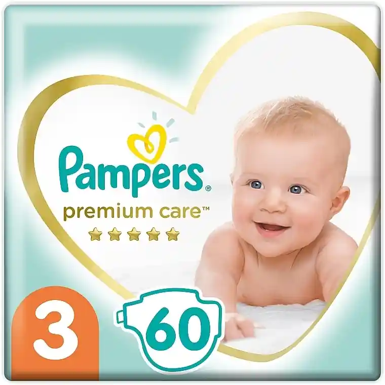 Pampers Premium Care Diapers Size 3 (Midi), 6-10kg, 60 pcs