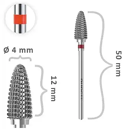Cone Carbide Nail Drill Bit, diameter 4 mm, red stripe - Accessories