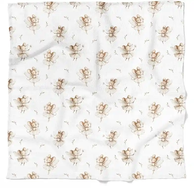 Children's bamboo swaddle with mouse pattern, 110x110cm - Bocioland