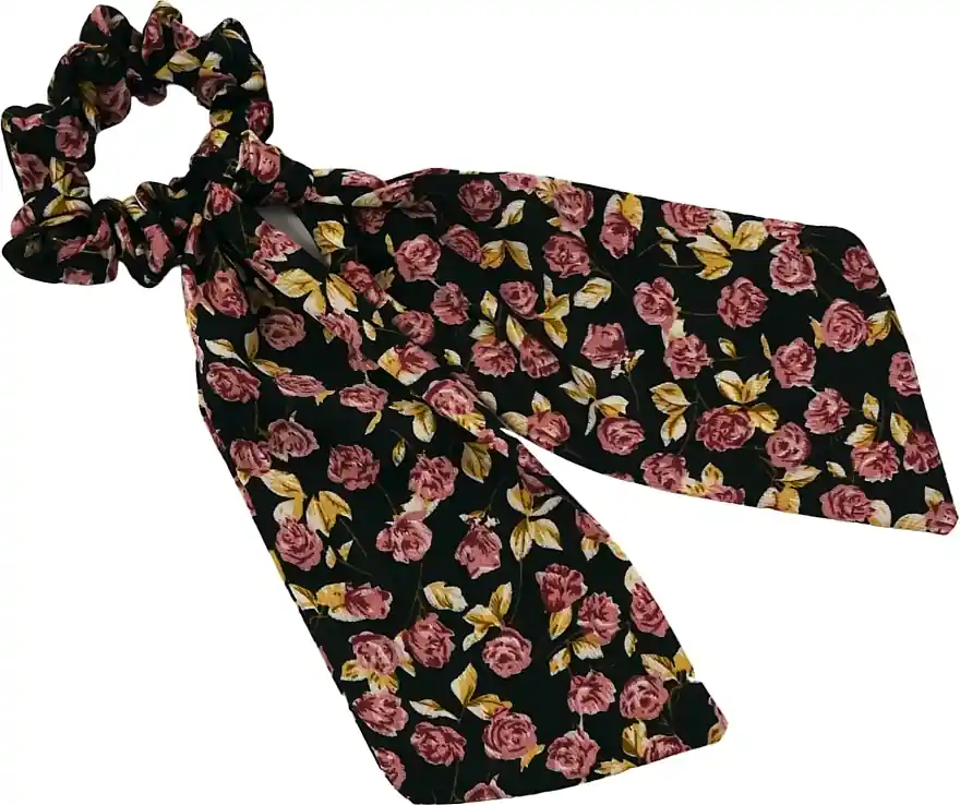 Hair Tie, black with roses - Accessories
