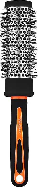Hair Brush "Neon" Round 37mm, 63718, black with orange - Accessories