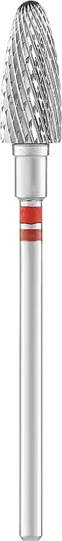 Left-handed Nail Drill Bit 'Corn', red, diameter 6 mm, working part 14 mm