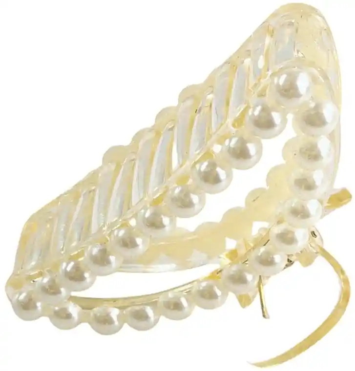 Claw Clip with Small Pearls, 9 cm, white - Accessories