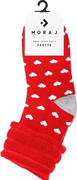 Warm Socks with Christmas Print, CSL450-037, red with hearts