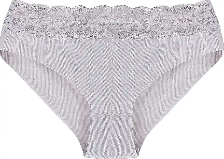 Women's Cotton Panties with Lace Insert, grey - Clothes