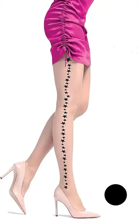 Tights with Side Pattern 'Starlight', 20 Den, nero/nero - Clothes