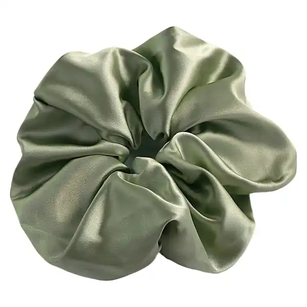 Satin hair scrunchie, 16 cm, green - Accessories