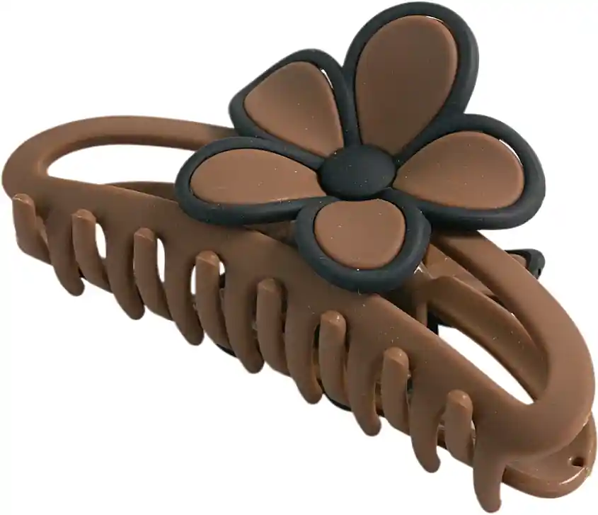 Claw Clip with Flower, coffee - Accessories
