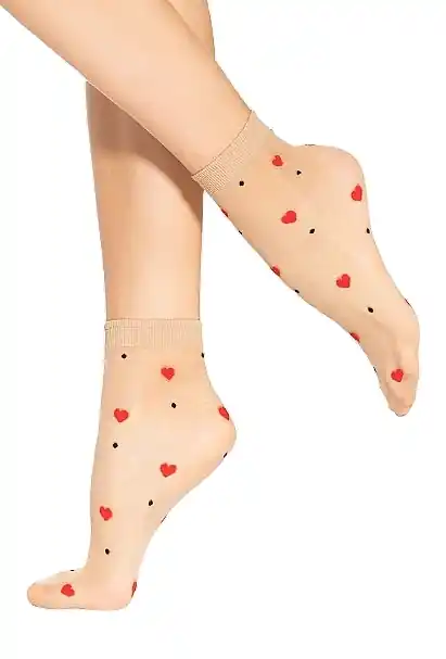 Women Socks 'Spring Vibes Wz. 04', 15 Den, natural red - Clothes