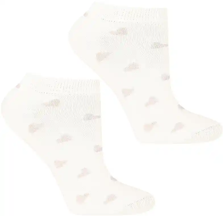 Short Women Socks with Hearts CSD240-116, milky