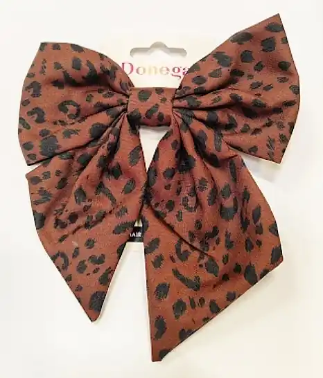Hair Clip, FA-5713+1, brown leopard bow