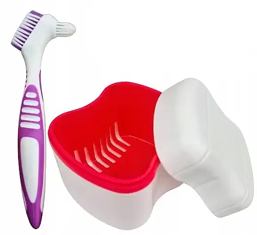 Orthodontic Container with Brush, White with Red - Bath and Body