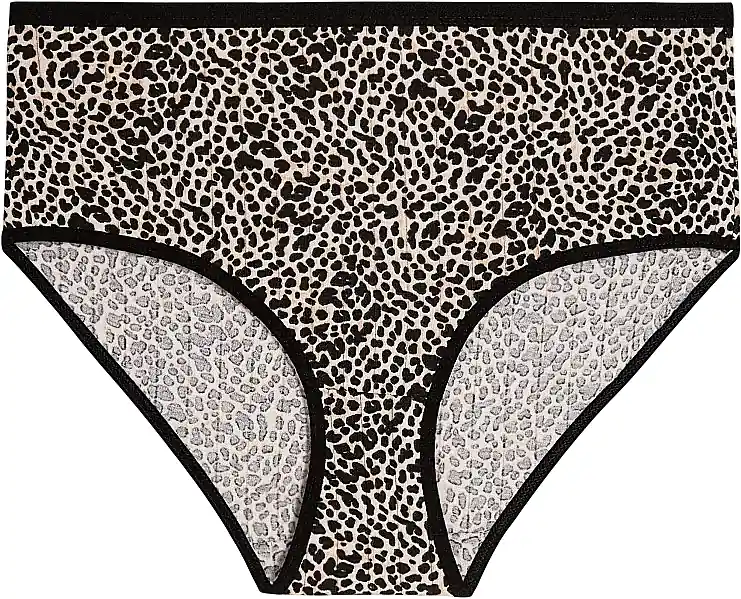 Women's Ribbed Maxi Bikini, BDM500-061, Brown with Panther Print
