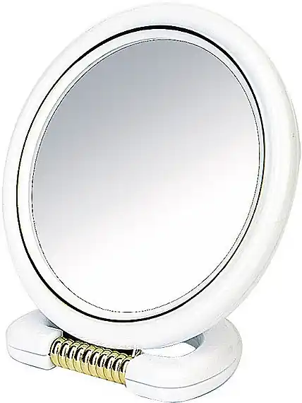 Double-Sided Round Stand Mirror, white, 18,5 cm