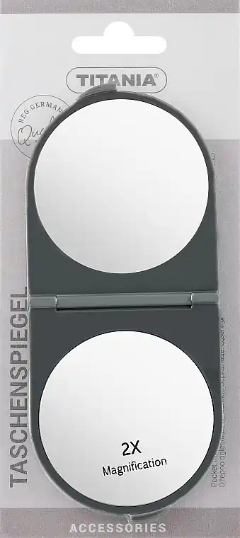 Foldable mirror, round, 14x6 cm, grey - Accessories
