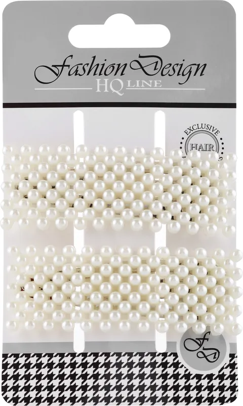 Automatic Hair Clip, white pearls, 2 pcs - Accessories
