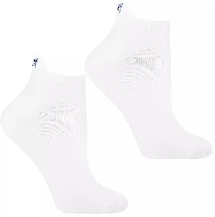 Women's short socks, CSD240-152, white with a blue butterfly