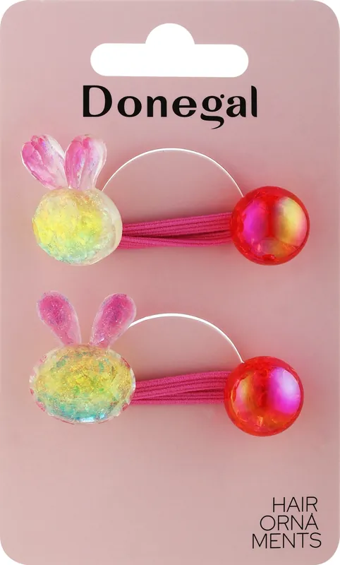 Hair Clips, FA-5630+2, pink with rainbow bunnies
