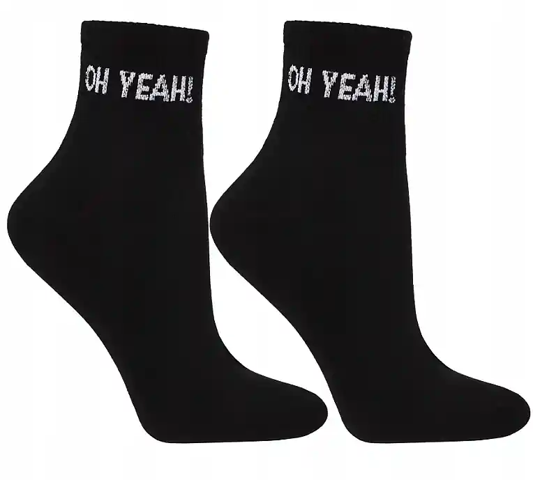 Women's socks with inscriptions, black - Clothes
