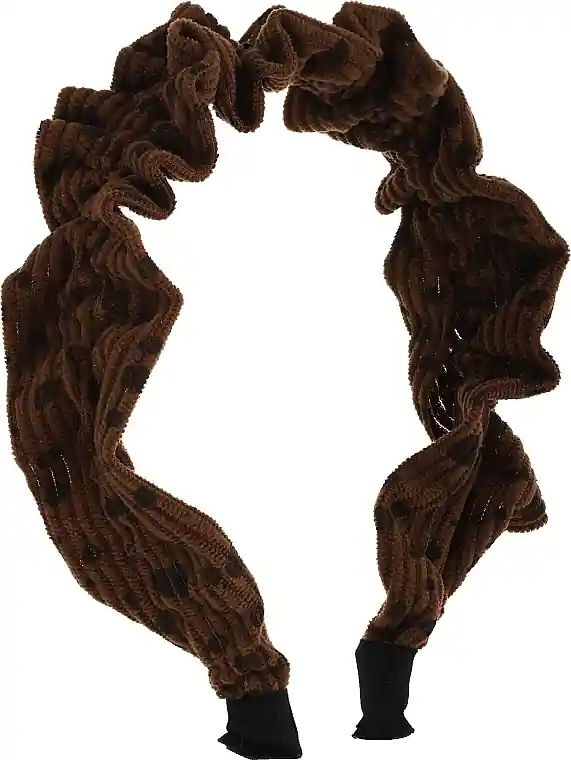 Headband FA-5609, chocolate with brown polka dots