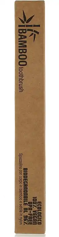Bamboo toothbrush, hard, light green handle, white bristles - Bath and Body