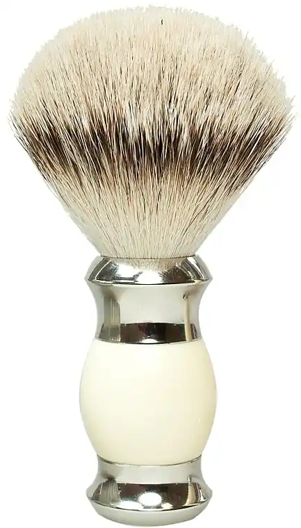 Badger Hair Shaving Brush, polymer handle, silver beige - Men