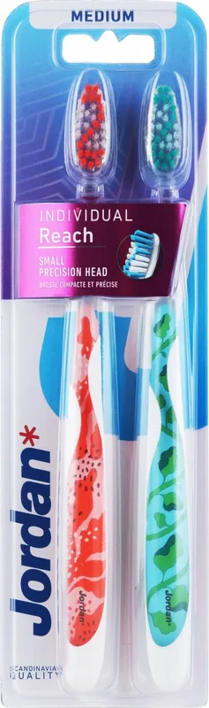 Individual Reach Toothbrush, medium, orange+blue with leaves - Bath and Body