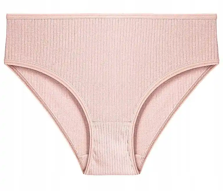 Women's ribbed cotton panties, beige - Clothes