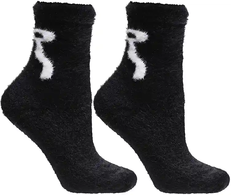 Long women's socks with fur, black and white - Clothes
