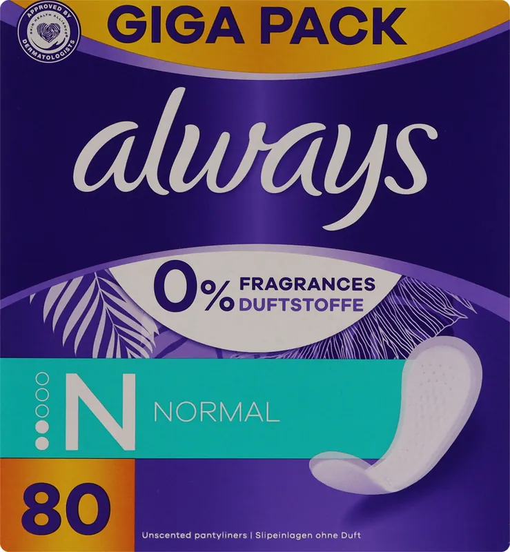Fragrance-Free Panty Liners, 80 pcs.