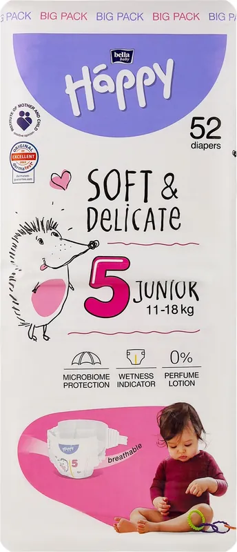 Baby Diapers 11-18 kg, size 5 Junior, 52 pcs