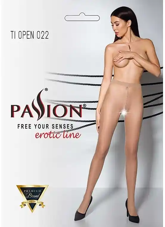 Erotic Tights with Cutout 'Tiopen' 022, 20 Den, beige - Clothes